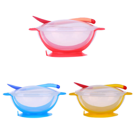 Baby Tableware Dinnerware Suction Bowl With Temperature Sensing Spoon Baby Food Baby Feeding Bowls Dishes