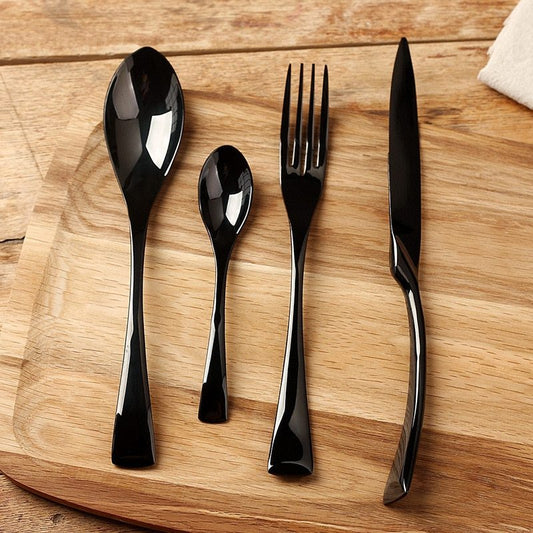 Black Cutlery Stainless Steel Fork Knife Dinnerware Set Western Tableware Set